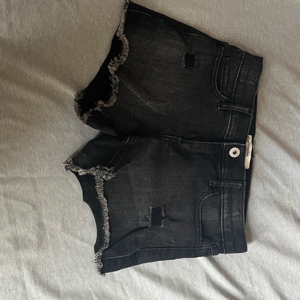 abercrombie kids black denim shorts